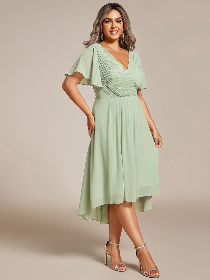 Zara™ – Plus Size V-Neck High-Low Chiffon Dress