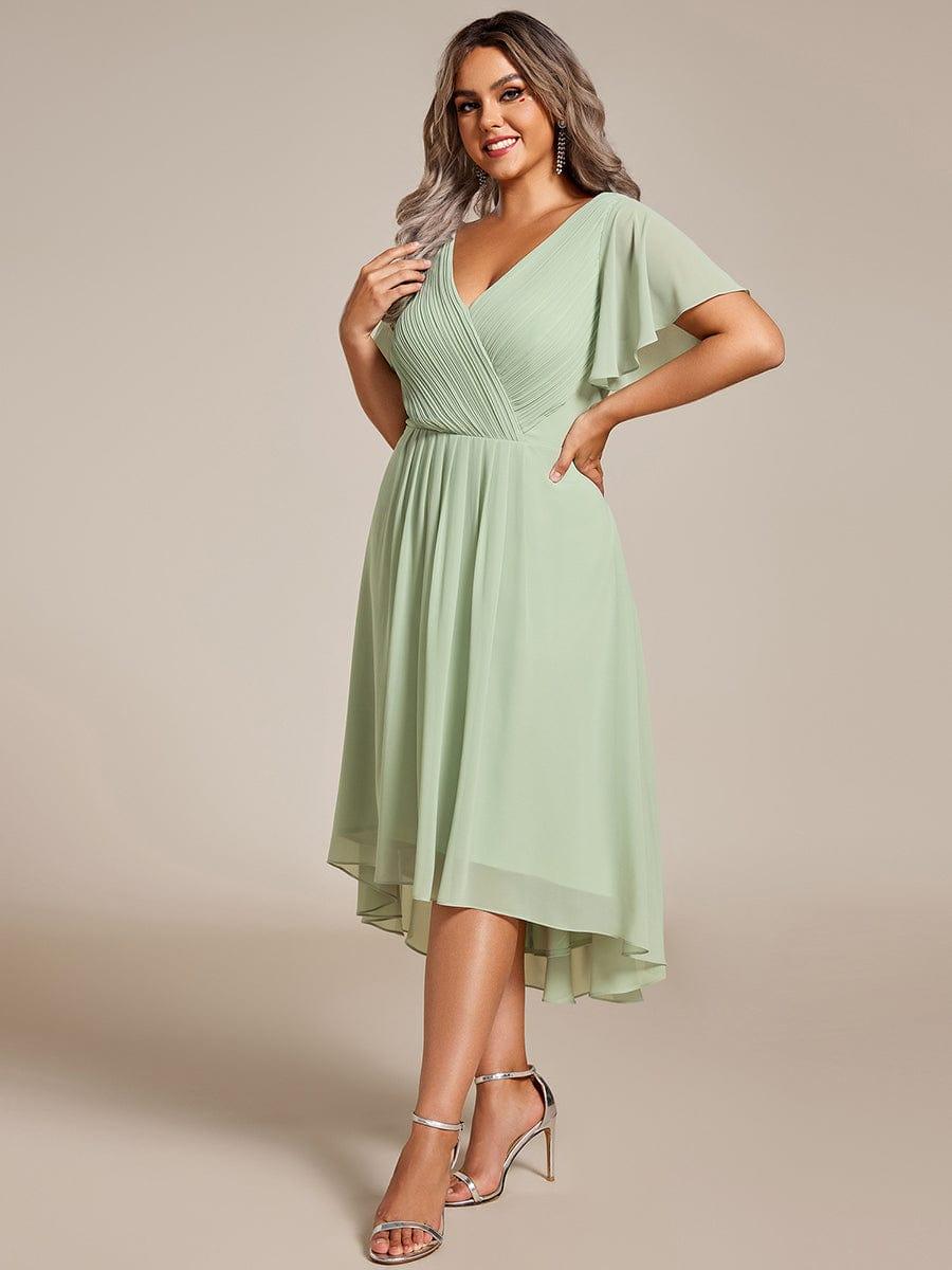 Zara™ – Plus Size V-Neck High-Low Chiffon Dress