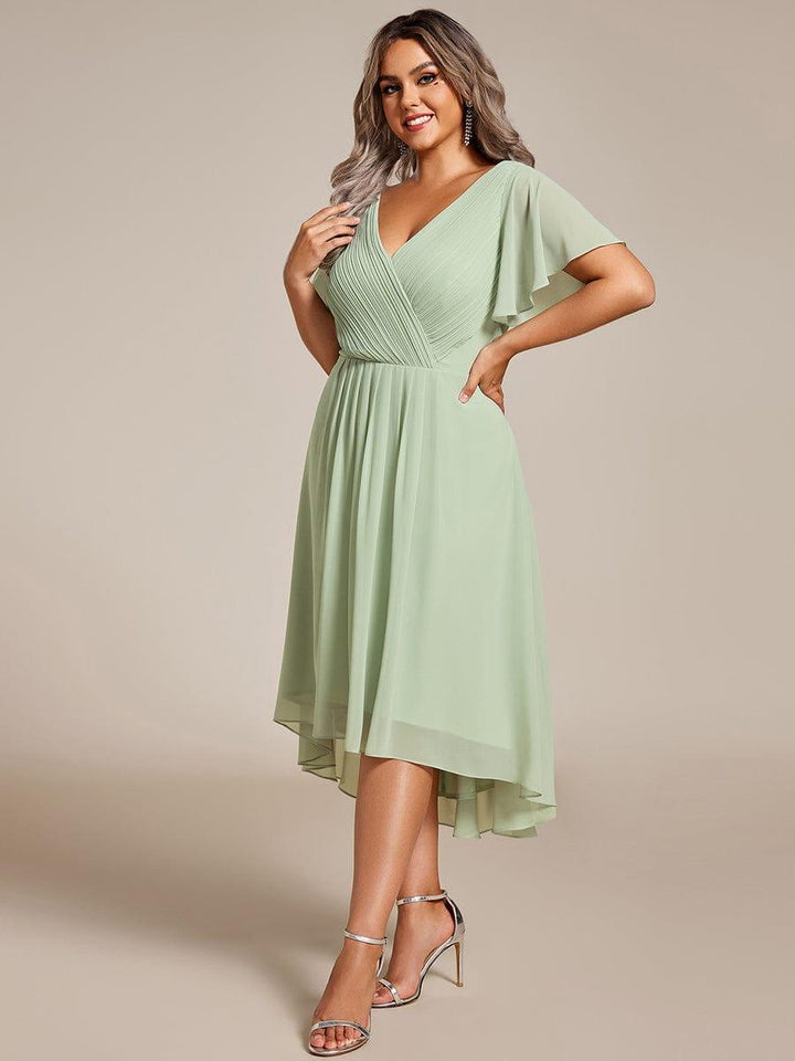Zara™ – Plus Size V-Neck High-Low Chiffon Dress
