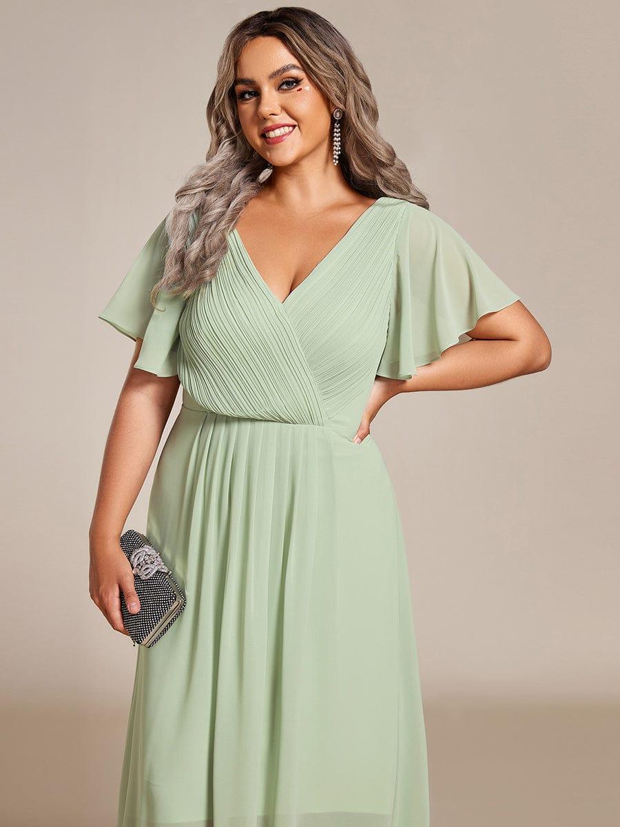 Zara™ – Plus Size V-Neck High-Low Chiffon Dress