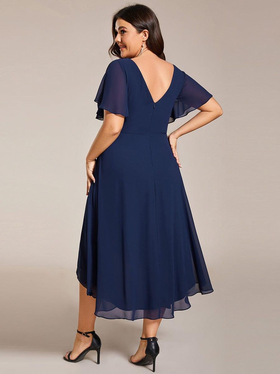 Zara™ – Plus Size V-Neck High-Low Chiffon Dress