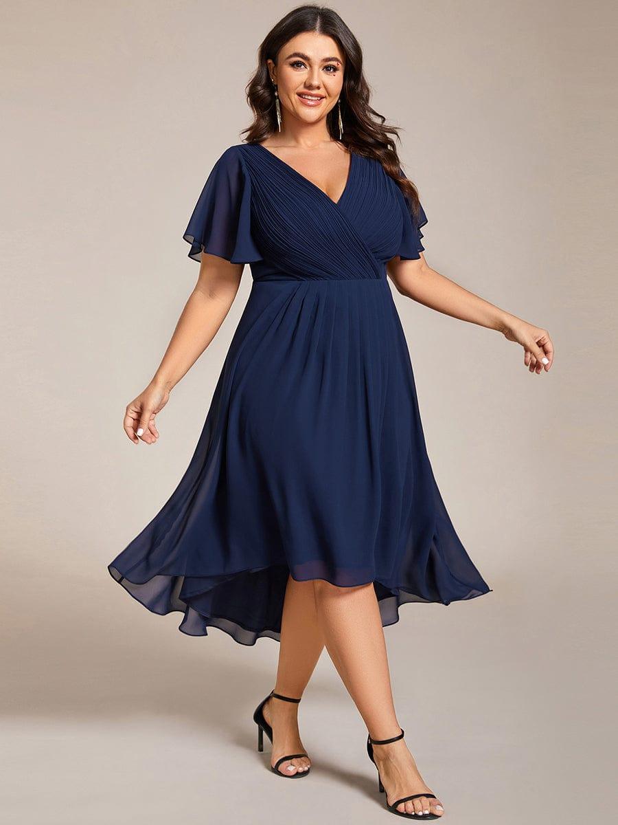 Zara™ – Plus Size V-Neck High-Low Chiffon Dress