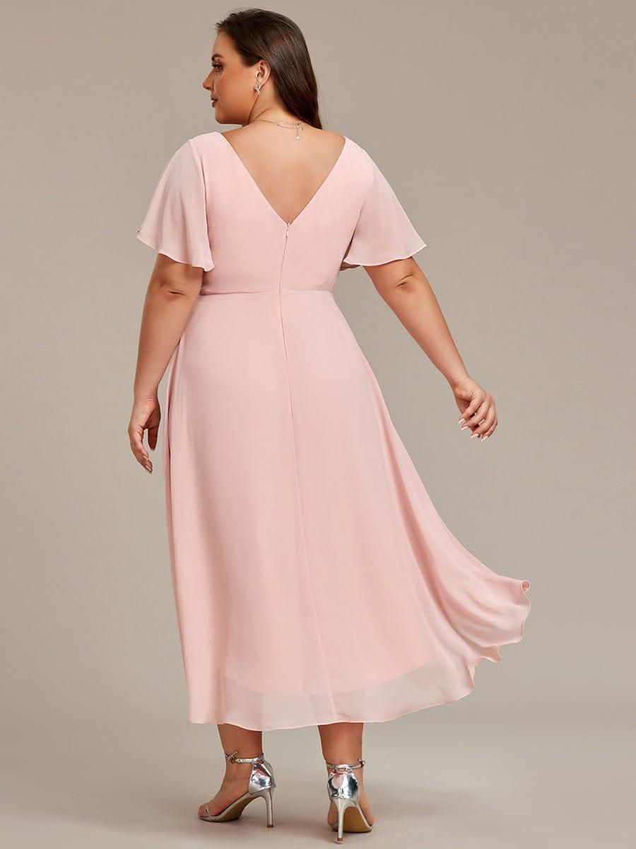 Zara™ – Plus Size V-Neck High-Low Chiffon Dress