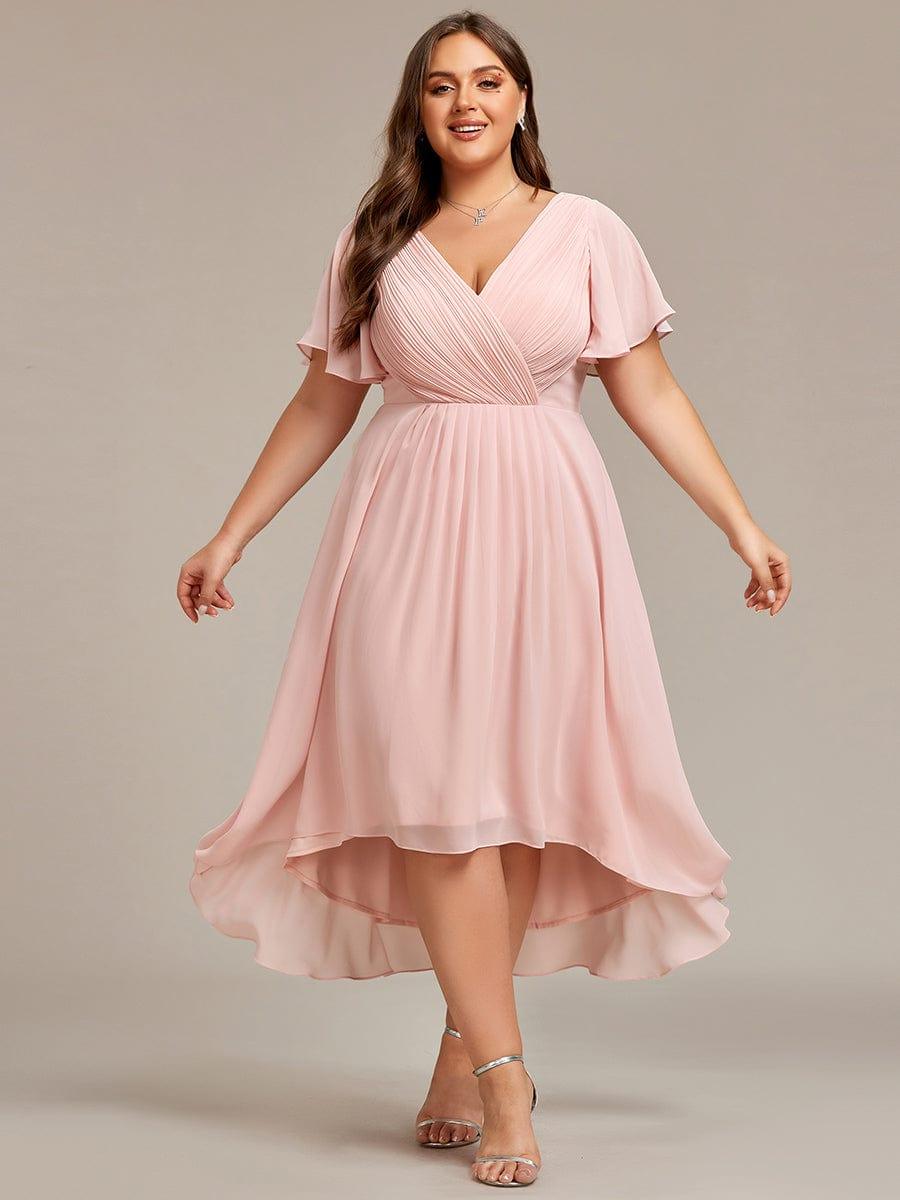 Zara™ – Plus Size V-Neck High-Low Chiffon Dress