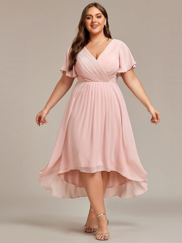 Zara™ – Plus Size V-Neck High-Low Chiffon Dress
