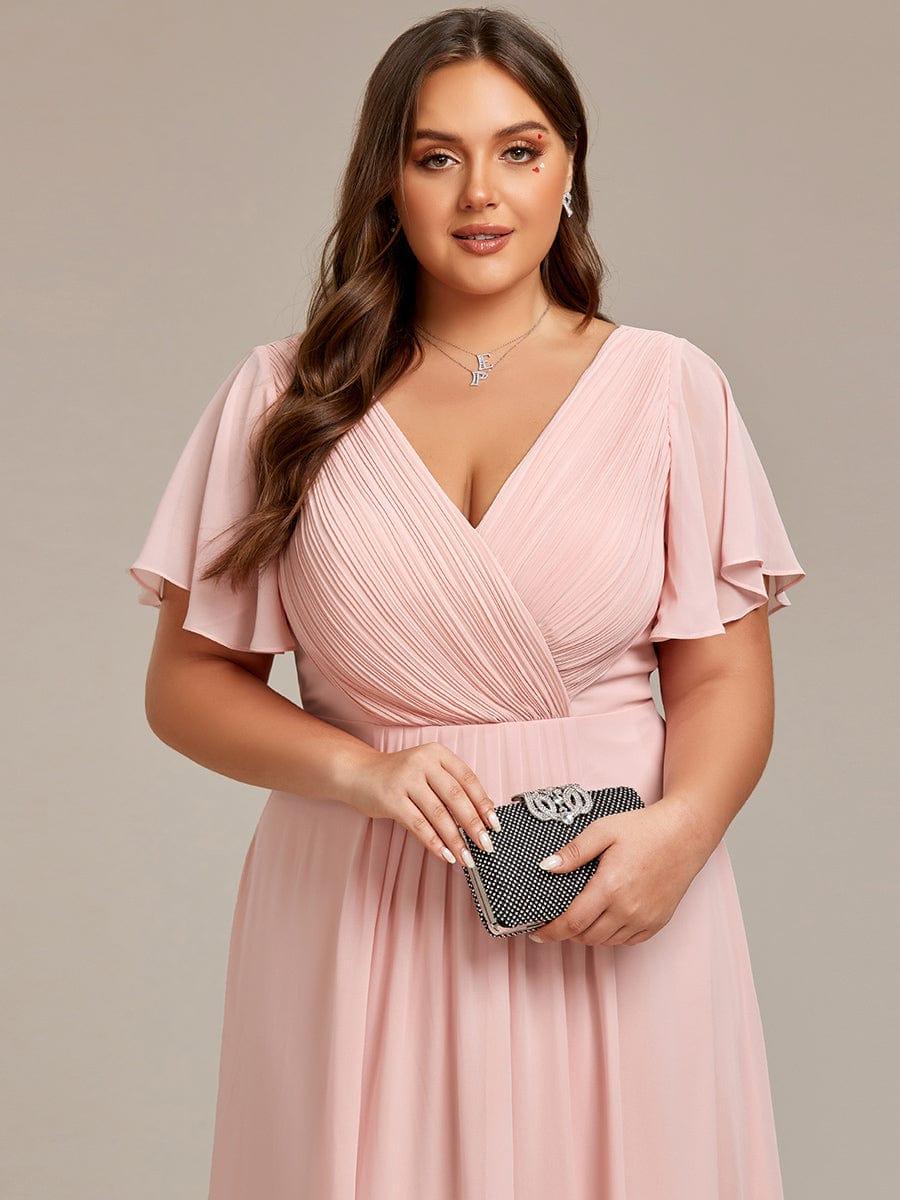 Zara™ – Plus Size V-Neck High-Low Chiffon Dress