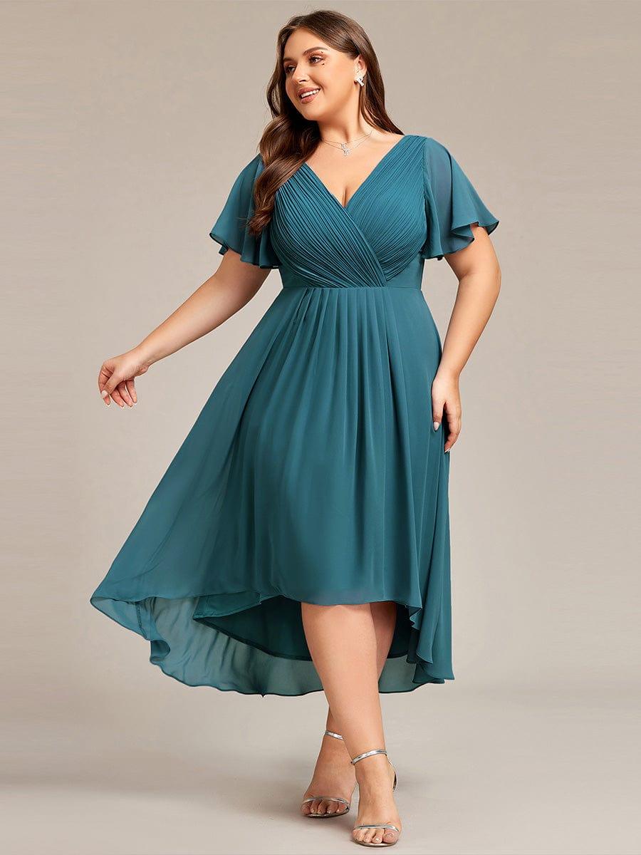 Zara™ – Plus Size V-Neck High-Low Chiffon Dress