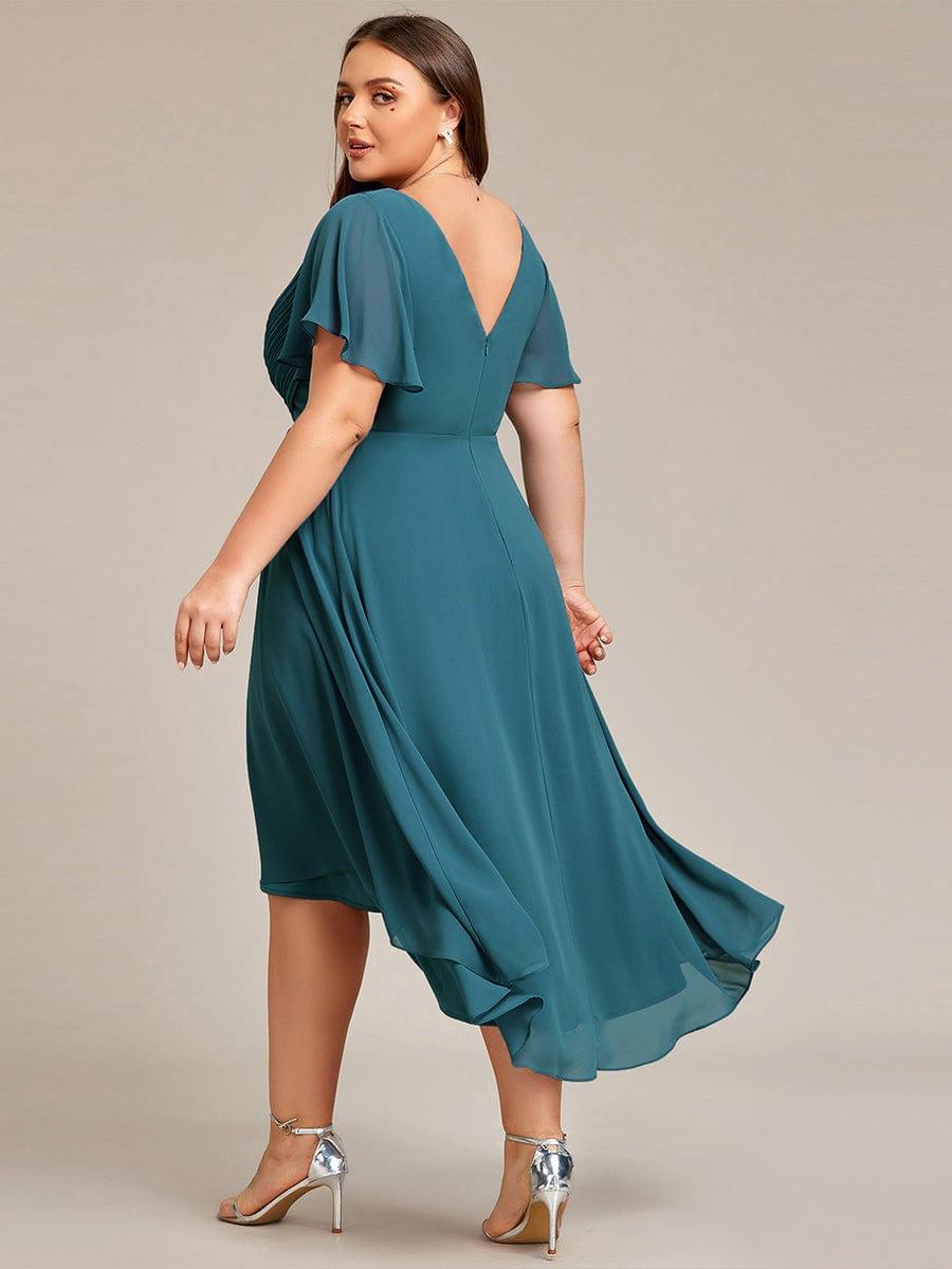 Zara™ – Plus Size V-Neck High-Low Chiffon Dress