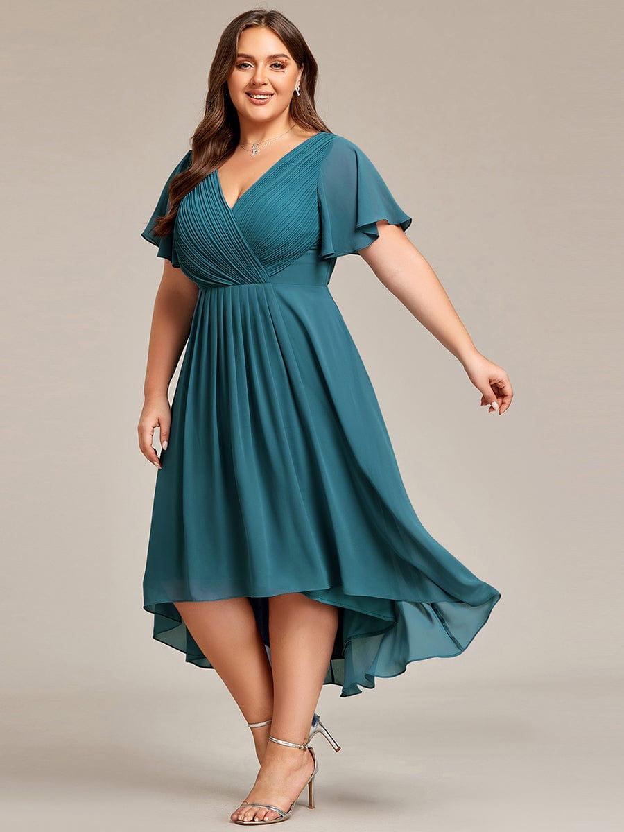Zara™ – Plus Size V-Neck High-Low Chiffon Dress