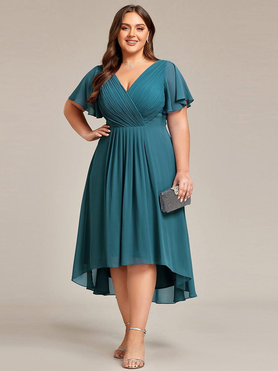 Zara™ – Plus Size V-Neck High-Low Chiffon Dress