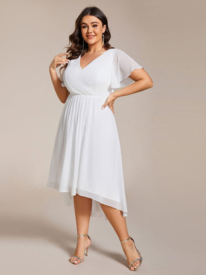 Zara™ – Plus Size V-Neck High-Low Chiffon Dress