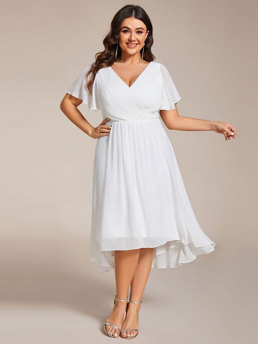 Zara™ – Plus Size V-Neck High-Low Chiffon Dress