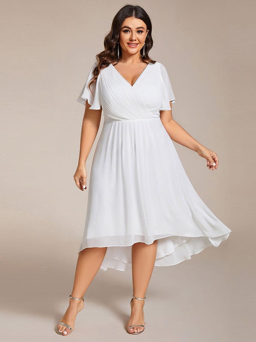 Zara™ – Plus Size V-Neck High-Low Chiffon Dress