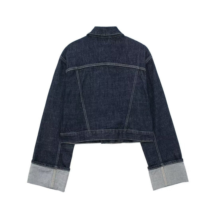 Seralyn™ – Cropped Denim Button-Up Jacket