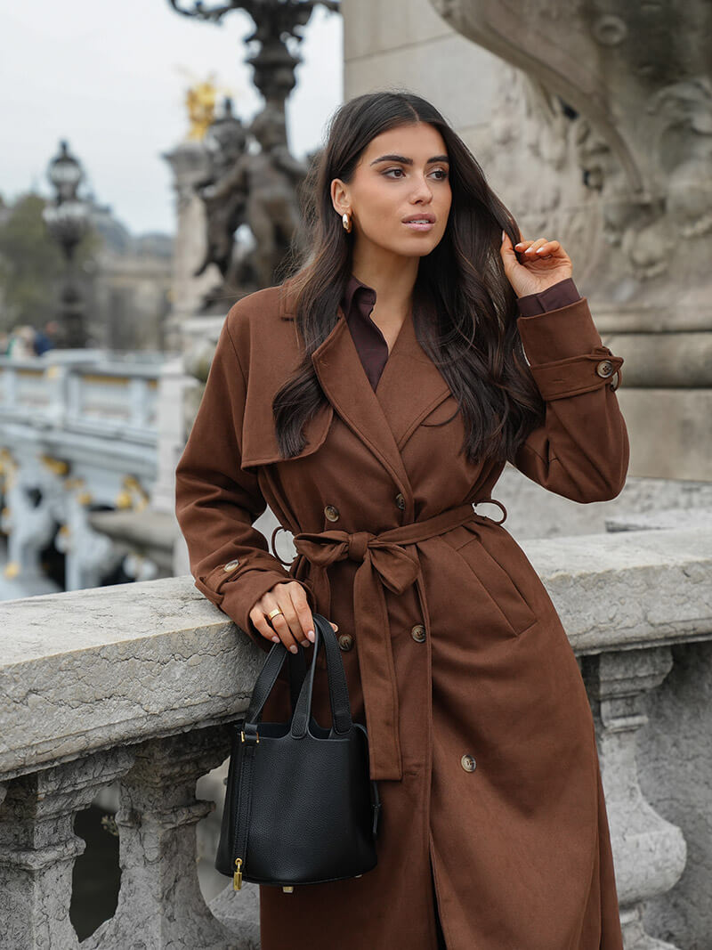 Sovelle™ – Luxe Suede Trench Coat