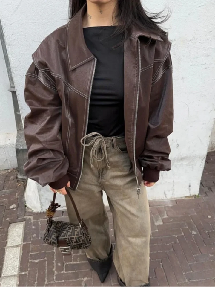 Celestine™ – Bold Faux Leather Jacket