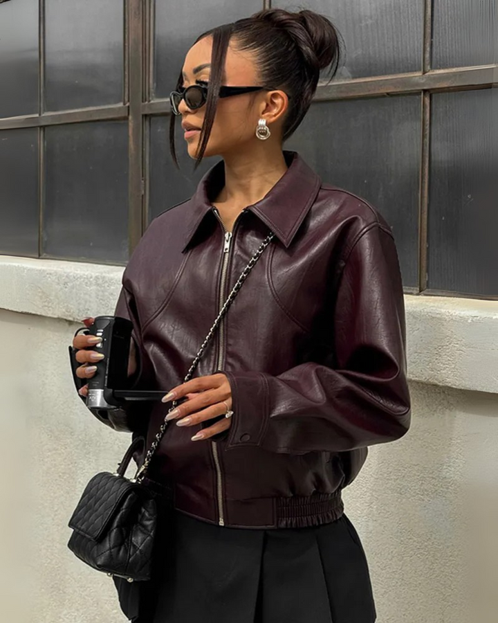 Serelle™ – Retro Faux Leather Jacket