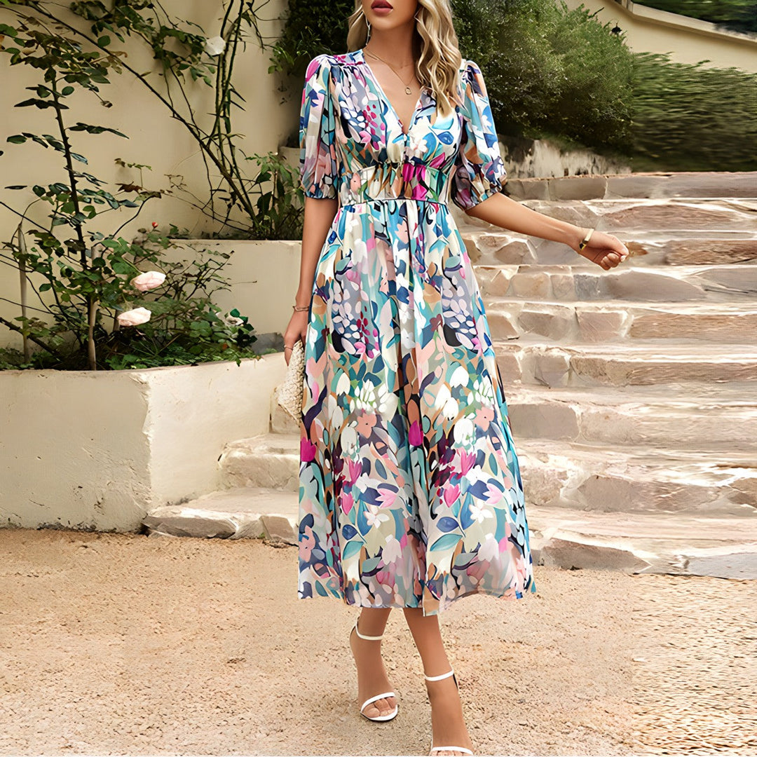 Elara™ – Floral Print Maxi Dress