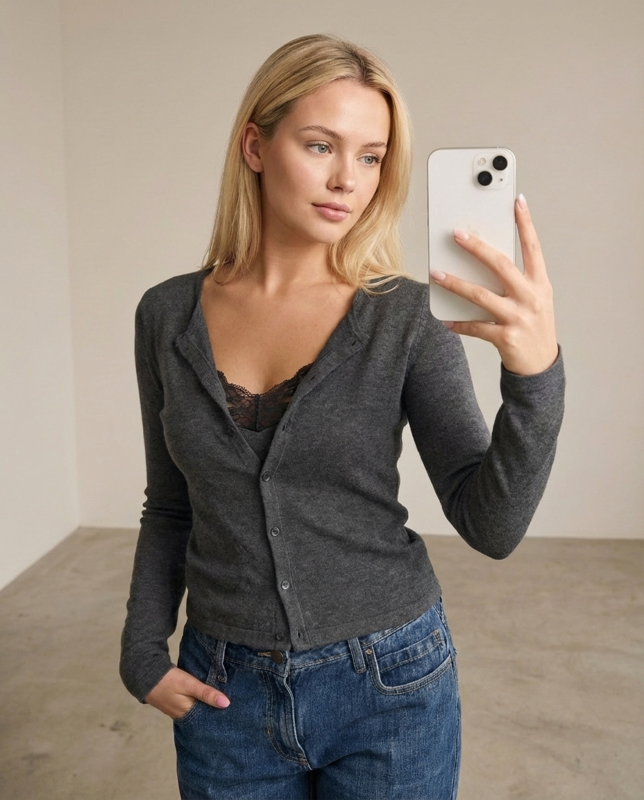 Celisse™ – Layered Cardigan with Lace