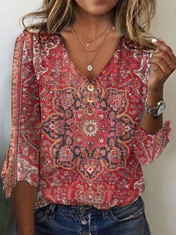 Elara™ – Vintage Boho Blouse