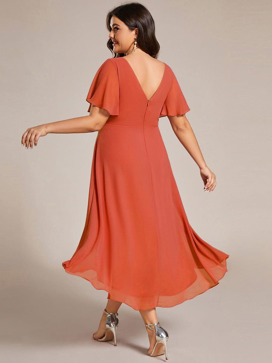 Zara™ – Plus Size V-Neck High-Low Chiffon Dress