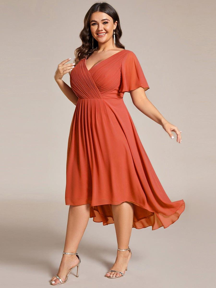 Zara™ – Plus Size V-Neck High-Low Chiffon Dress