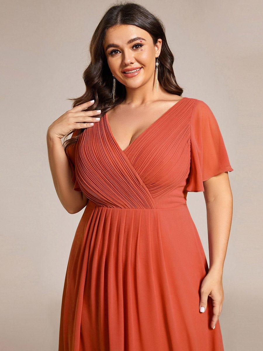 Zara™ – Plus Size V-Neck High-Low Chiffon Dress