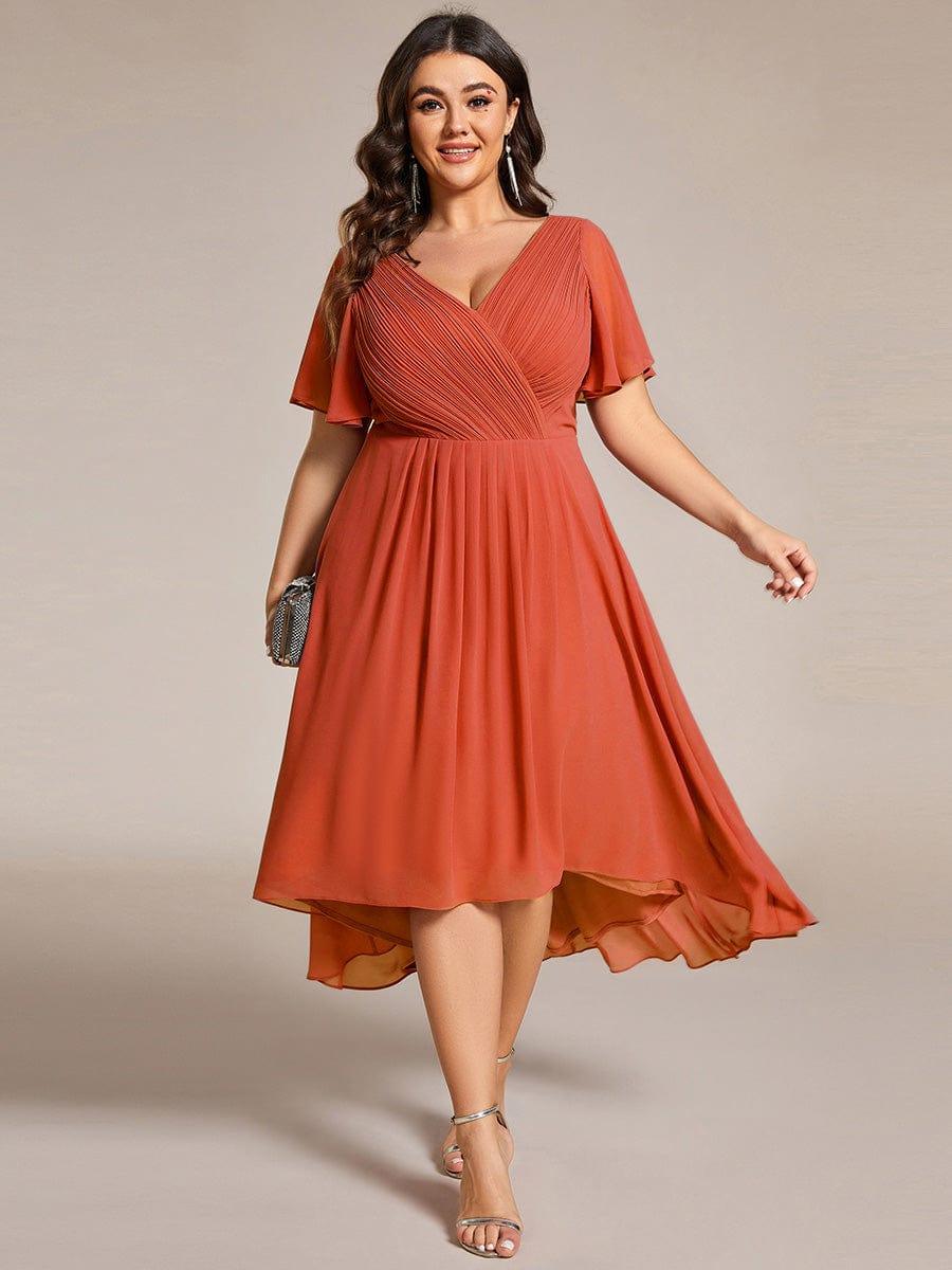 Zara™ – Plus Size V-Neck High-Low Chiffon Dress