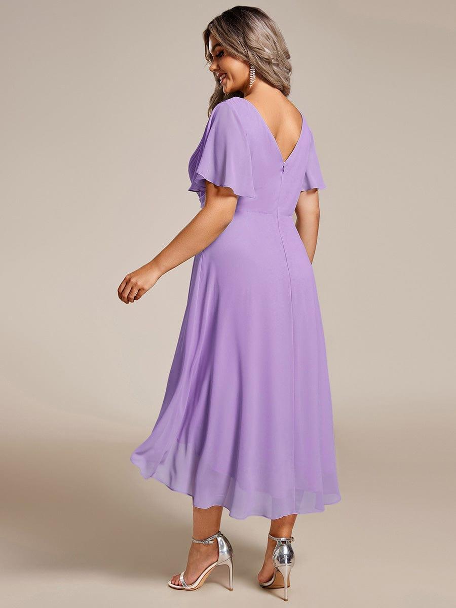 Zara™ – Plus Size V-Neck High-Low Chiffon Dress