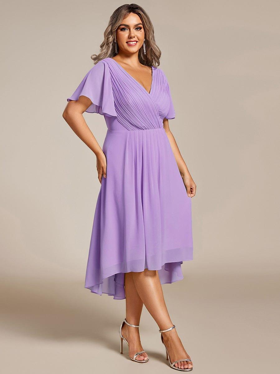 Zara™ – Plus Size V-Neck High-Low Chiffon Dress