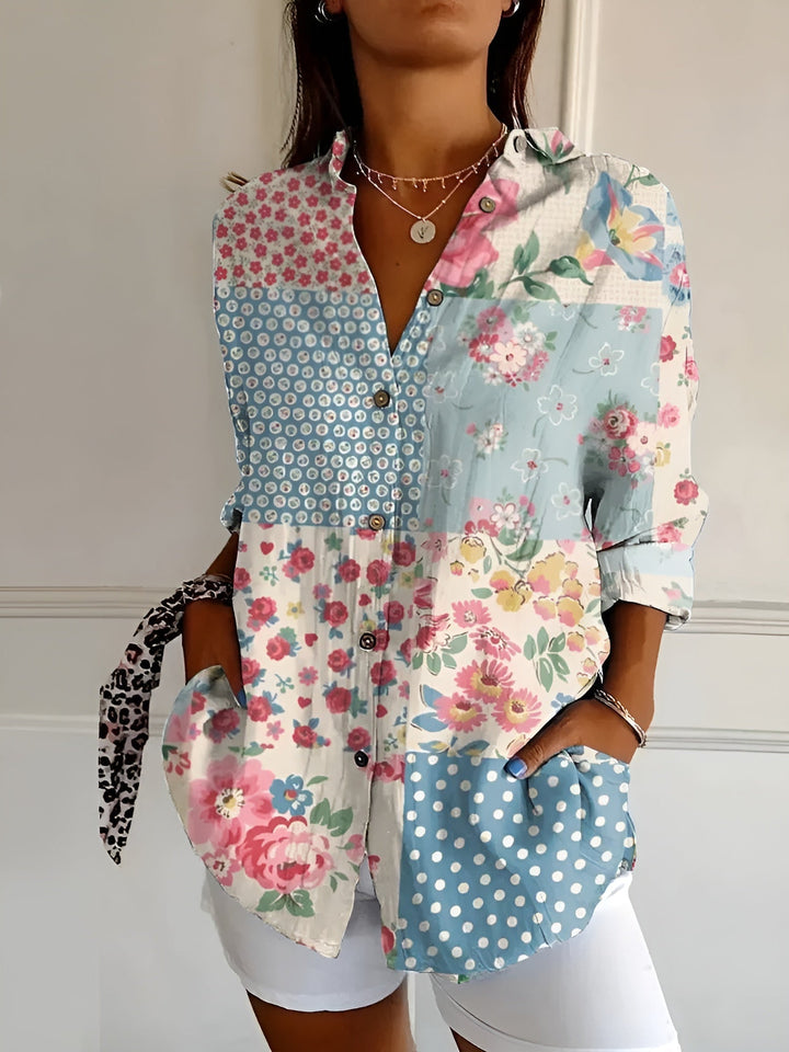 Zarae™ – Floral Button-Up Blouse