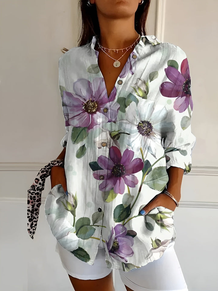 Zarae™ – Floral Button-Up Blouse