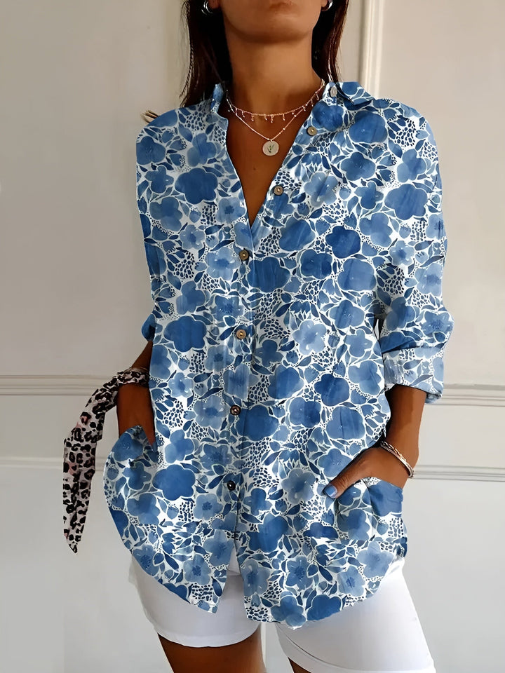 Zarae™ – Floral Button-Up Blouse