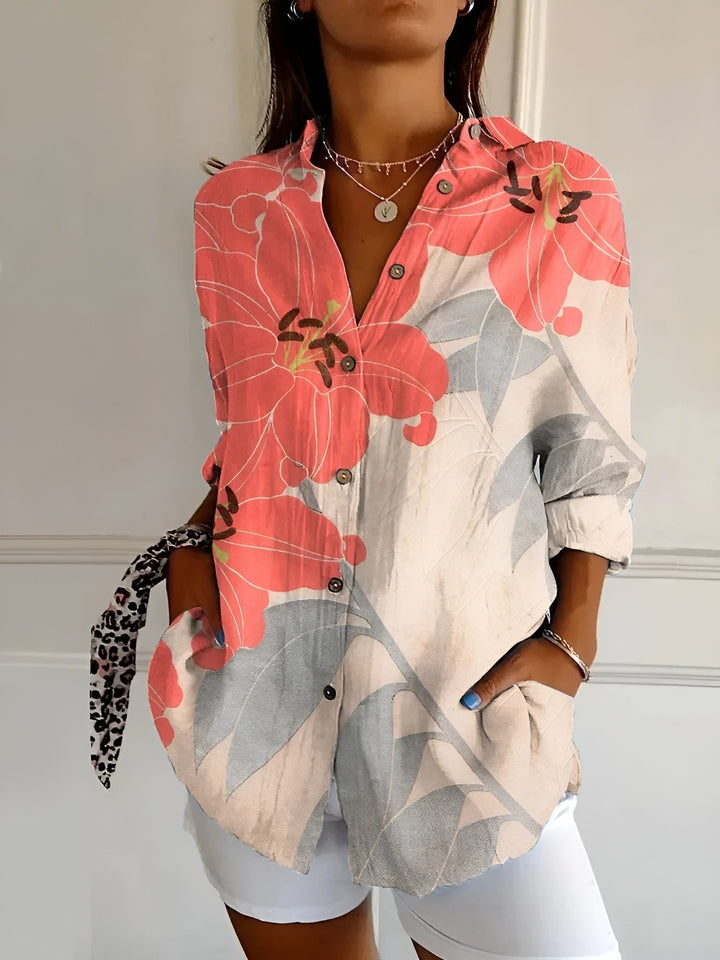 Zarae™ – Floral Button-Up Blouse