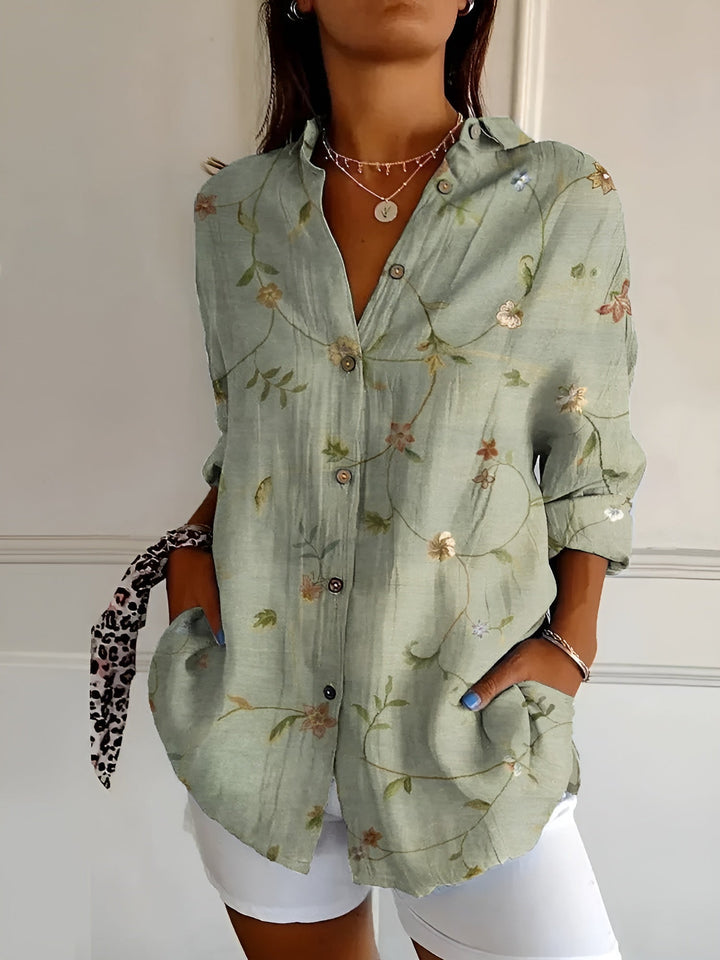 Zarae™ – Floral Button-Up Blouse