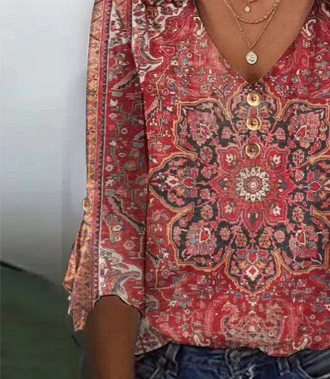 Elara™ – Vintage Boho Blouse